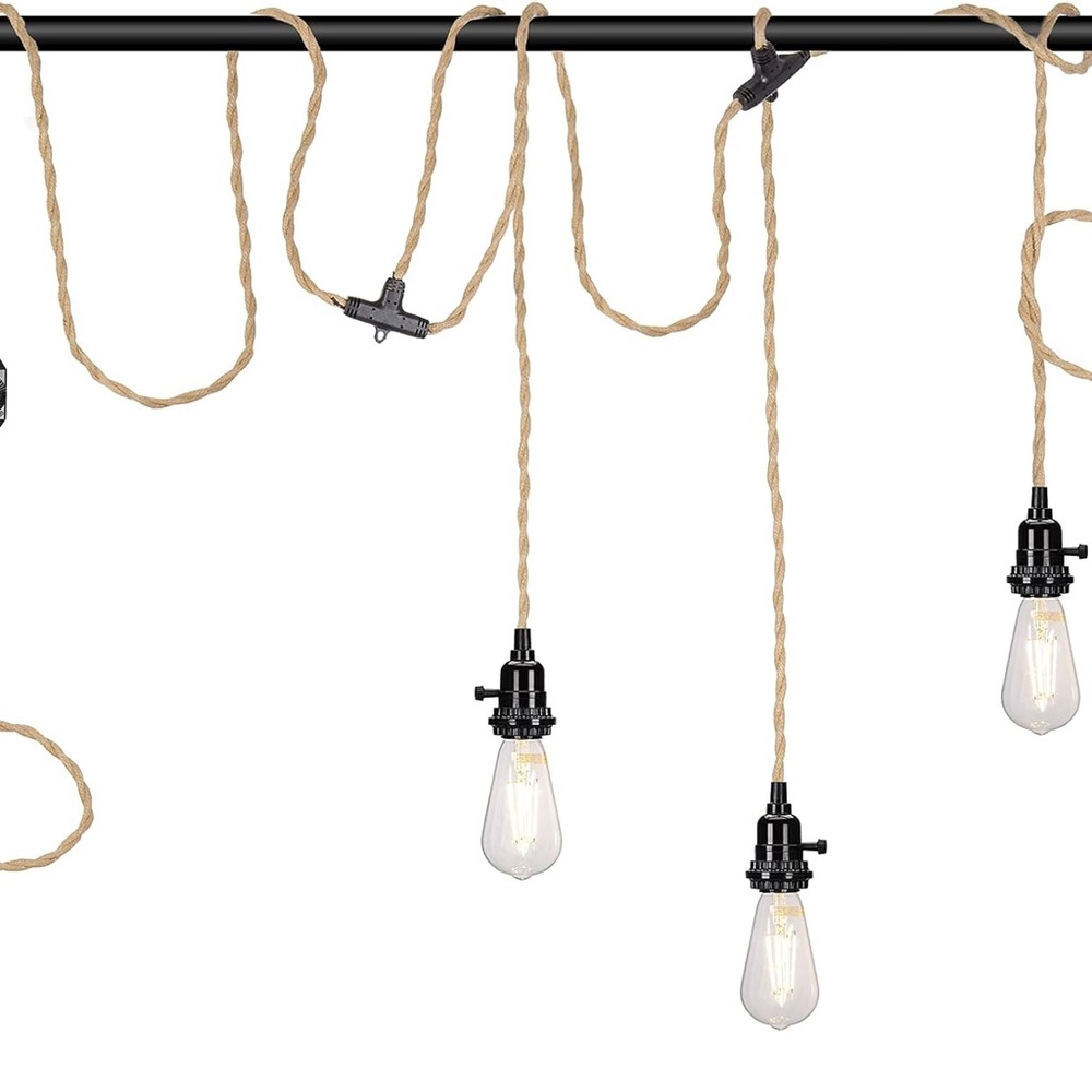 Elegant String Lights with Black and Tan Cords